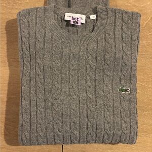 Lacoste Men's Gray Cable Knit Crewneck Sweater
